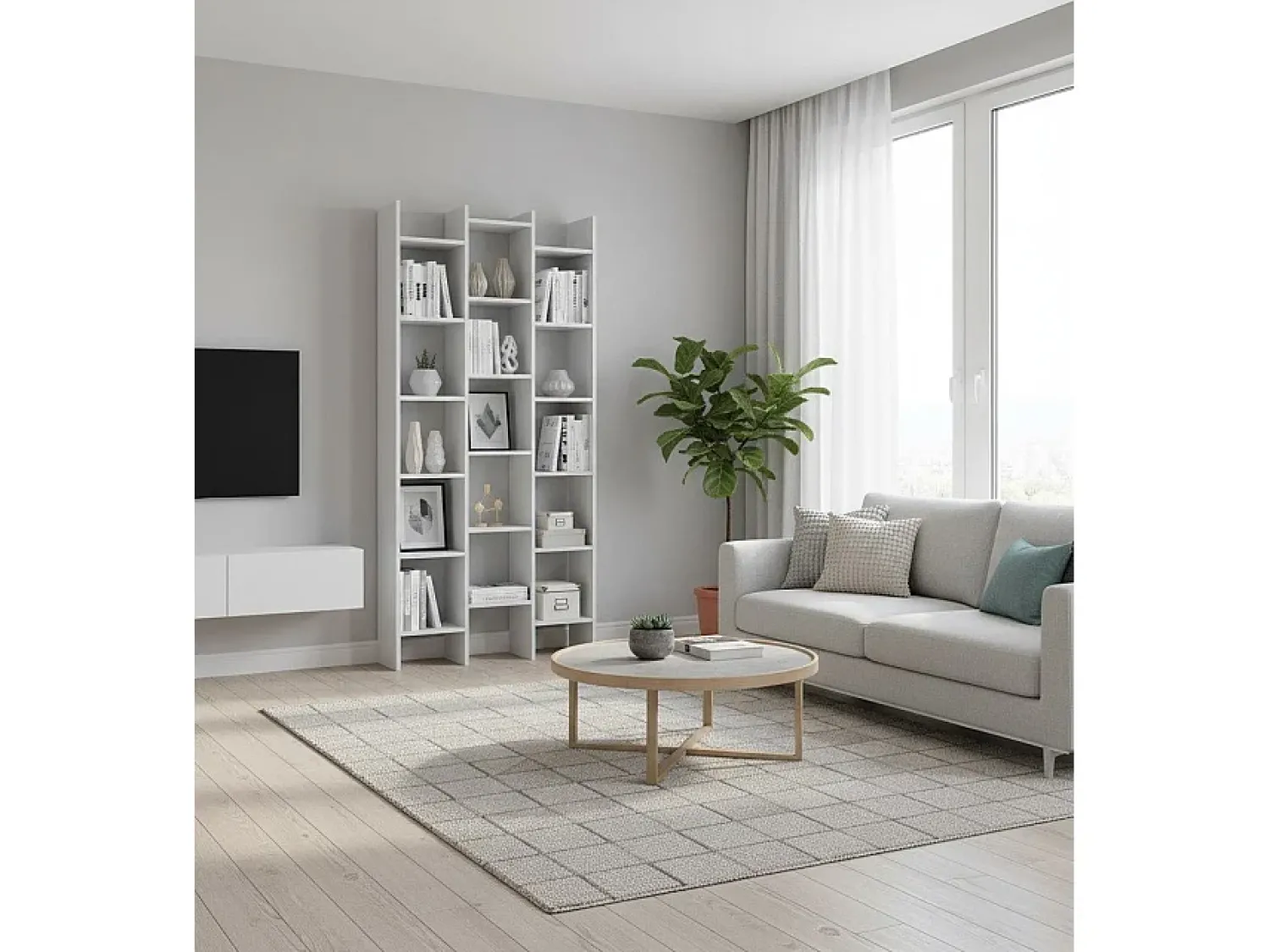 Biblioteca|Dmora Estante Dmanis, Estante com 18 prateleiras, Prateleira com compartimentos quadrados, Estante de escritório moderna, 96x29h192 cm, Branco
