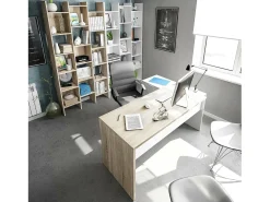 Biblioteca|Dmora Estante Dmanis, Estante com 18 prateleiras, Prateleira com compartimentos quadrados, Estante de escritório moderna, 96x29h192 cm, Branco