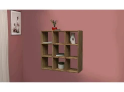 Prateleira*Dmora Estante Dmanzar, Armário com prateleiras, Biblioteca de escritório, 100% Fabricado na Itália, Carvalho, 90x25h90 cm Castanho