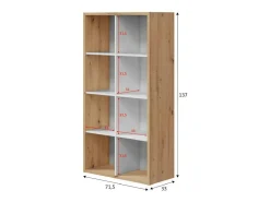 Biblioteca*Dmora Estante Dmarini, Estante reversível com 8 compartimentos, Móvel TV multiposições, 72x33h137 cm, Carvalho com efeito nó e Branco Castanho