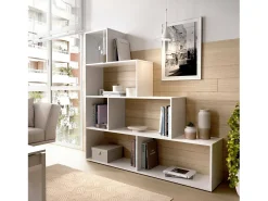 Prateleira|Dmora Estante Dmorr, Estante dupla face com 6 prateleiras, Prateleira divisória com compartimentos de escritório, 145x29h145 cm, brilhante Branco