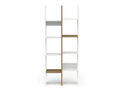 Dmora Estante Donomach, estante de escritório, estante, biblioteca, 76x33 h183 cm, carvalho e branco^ Prateleira