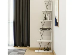 Discount Dmora Estante Dpallanc, Estante de escritório, Estante de livros, Biblioteca, 50x22h150 cm, Preto e Branco