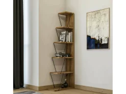 Prateleira*Dmora Estante Dpallanc, Estante de escritório, Estante de livros, Biblioteca, 50x22h150 cm, Carvalho e Preto Castanho