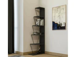 Prateleira|Dmora Estante Dpallanc, Prateleira de escritório, Estante de livros, Biblioteca, 50x22h150 cm, Antracite e Preto