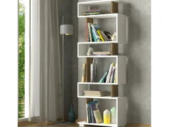 Dmora Estante Dpeeter, Prateleira de escritório, MobiOs porta-livros, Biblioteca, 60x20h165 cm, e Noz^ Prateleira