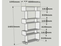 Dmora Estante Dpeeter, Prateleira de escritório, MobiOs porta-livros, Biblioteca, 60x20h165 cm, e Noz^ Prateleira