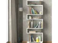 Dmora Estante Dpeeter, Prateleira de escritório, MobiOs porta-livros, Biblioteca, 60x20h165 cm, e Noz^ Prateleira