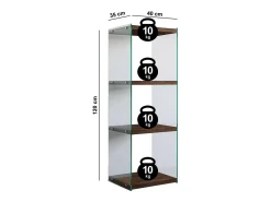Dmora Estante Dpersic, Estante de escritório, Estante de livros móvel, Biblioteca, 40x35h120 cm, Nogueira^ Prateleira