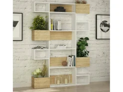 Prateleira|Dmora Estante Dpiron, Estante de escritório, Porta-livros móvel, Biblioteca, 120x25h171 cm, e Carvalho Branco