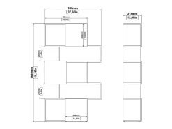 Biblioteca|Dmora Estante Dsangall, estante de escritório, estante, biblioteca, 96x32 h166 cm, carvalho e branco Castanho