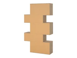 Discount Dmora Estante Dsangall, estante de escritório, estante, biblioteca, 96x32 h166 cm, carvalho e cimento Castanho