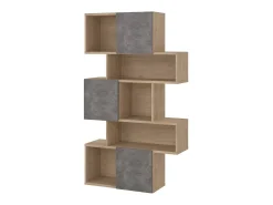 Discount Dmora Estante Dsangall, estante de escritório, estante, biblioteca, 96x32 h166 cm, carvalho e cimento Castanho