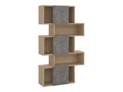 Discount Dmora Estante Dsangall, estante de escritório, estante, biblioteca, 96x32 h166 cm, carvalho e cimento Castanho