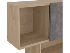 Discount Dmora Estante Dsangall, estante de escritório, estante, biblioteca, 96x32 h166 cm, carvalho e cimento Castanho