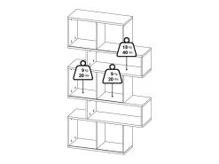 Discount Dmora Estante Dsangall, estante de escritório, estante, biblioteca, 96x32 h166 cm, carvalho e cimento Castanho