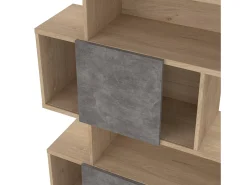 Discount Dmora Estante Dsangall, estante de escritório, estante, biblioteca, 96x32 h166 cm, carvalho e cimento Castanho