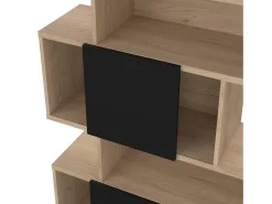 Outlet Dmora Estante Dsangall, estante de escritório, estante, biblioteca, 96x32 h166 cm, carvalho e preto Castanho