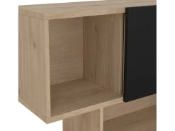 Outlet Dmora Estante Dsangall, estante de escritório, estante, biblioteca, 96x32 h166 cm, carvalho e preto Castanho