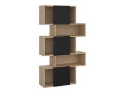 Outlet Dmora Estante Dsangall, estante de escritório, estante, biblioteca, 96x32 h166 cm, carvalho e preto Castanho