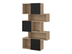 Outlet Dmora Estante Dsangall, estante de escritório, estante, biblioteca, 96x32 h166 cm, carvalho e preto Castanho