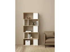 Prateleira|Dmora Estante Dscamacc, estante de escritório, estante, biblioteca, 80x30 h174 cm, carvalho e branco Castanho