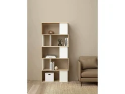 Prateleira|Dmora Estante Dscamacc, estante de escritório, estante, biblioteca, 80x30 h174 cm, carvalho e branco Castanho