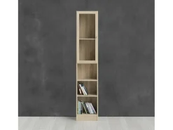 Biblioteca|Dmora Estante Dsitu, Estante de escritório, Estante, Biblioteca, 41x28 h203 cm, Carvalho Castanho