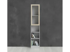 Biblioteca|Dmora Estante Dsitu, estante de escritório, estante, biblioteca, 41x28 h203 cm, e carvalho Branco
