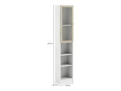 Biblioteca|Dmora Estante Dsitu, estante de escritório, estante, biblioteca, 41x28 h203 cm, e carvalho Branco