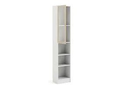 Biblioteca|Dmora Estante Dsitu, estante de escritório, estante, biblioteca, 41x28 h203 cm, e carvalho Branco