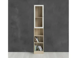 Clearance Dmora Estante Dsitu, estante de escritório, estante, biblioteca, 41x28 h203 cm, carvalho e branco Castanho