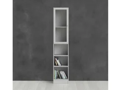 Biblioteca*Dmora Estante Dsitu, Estante de escritório, Estante, Biblioteca, 41x28 h203 cm, Branco