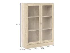 Dmora Estante Dskrinia, Estante de escritório, Estante, Biblioteca, 79x28 h107 cm, Carvalho^ Vitrina