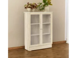 Dmora Estante Dskrinia, Estante de escritório, Estante, Biblioteca, 79x28 h107 cm, Carvalho^ Vitrina