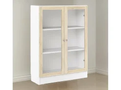 Vitrina|Dmora Estante Dskrinia, estante de escritório, estante, biblioteca, 79x28 h107 cm, e carvalho Branco