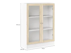 Vitrina|Dmora Estante Dskrinia, estante de escritório, estante, biblioteca, 79x28 h107 cm, e carvalho Branco