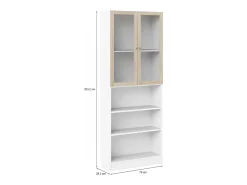Discount Dmora Estante Dsmallin, estante de escritório, estante, biblioteca, 79x28 h203 cm, e carvalho Branco