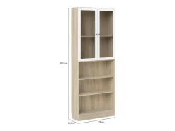Clearance Dmora Estante Dsmallin, estante de escritório, estante, biblioteca, 79x28 h203 cm, carvalho e branco Castanho