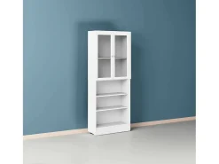 Vitrina*Dmora Estante Dsmallin, Estante de escritório, Estante, Biblioteca, 79x28 h203 cm, Branco