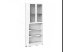 Vitrina*Dmora Estante Dsmallin, Estante de escritório, Estante, Biblioteca, 79x28 h203 cm, Branco
