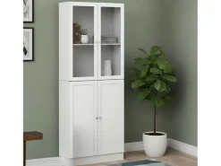 Biblioteca*Dmora Estante Dsnidar, Estante de escritório, Estante, Biblioteca, 79x28 h203 cm, Branco