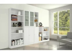 Biblioteca*Dmora Estante Dsnidar, Estante de escritório, Estante, Biblioteca, 79x28 h203 cm, Branco