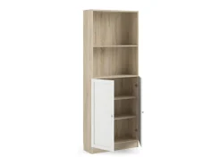 Dmora Estante Dsoffrid, estante de escritório, estante, biblioteca, 79x28 h203 cm, carvalho e branco^ Biblioteca