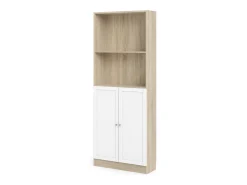 Dmora Estante Dsoffrid, estante de escritório, estante, biblioteca, 79x28 h203 cm, carvalho e branco^ Biblioteca
