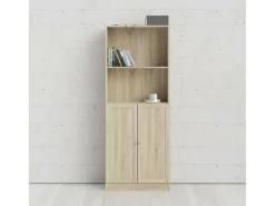 Biblioteca|Dmora Estante Dsoffrid, Estante de escritório, Estante, Biblioteca, 79x28 h203 cm, Carvalho Castanho