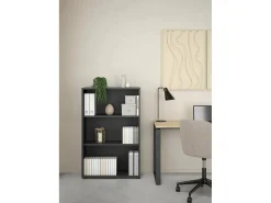 Biblioteca*Dmora Estante Dsori, estante de escritório, estante, biblioteca, 80x34 h124 cm, Cinzento