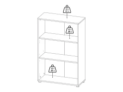 Biblioteca*Dmora Estante Dsori, estante de escritório, estante, biblioteca, 80x34 h124 cm, Cinzento