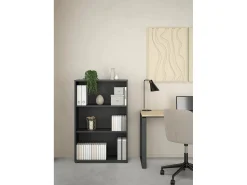 Biblioteca*Dmora Estante Dsori, estante de escritório, estante, biblioteca, 80x34 h124 cm, Cinzento