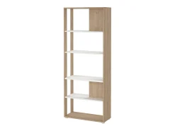 Dmora Estante Dspelt, estante de escritório, estante, biblioteca, 80x34 h205 cm, carvalho e branco^ Biblioteca